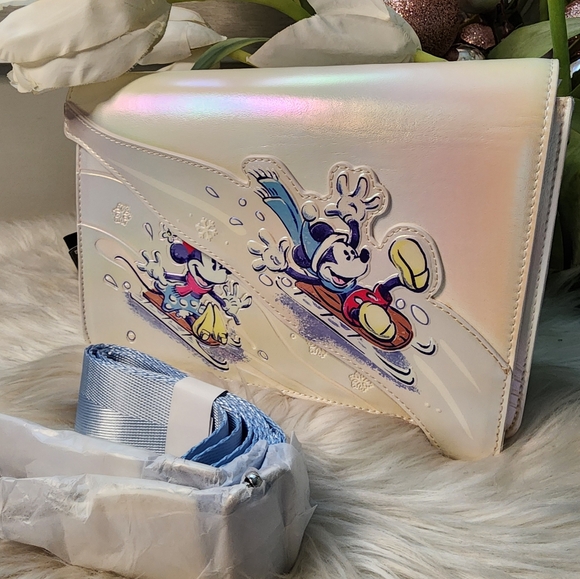 Loungefly Disney Mickey and Friends Winter Wonderland Crossbody Bag - Picture 2 of 9
